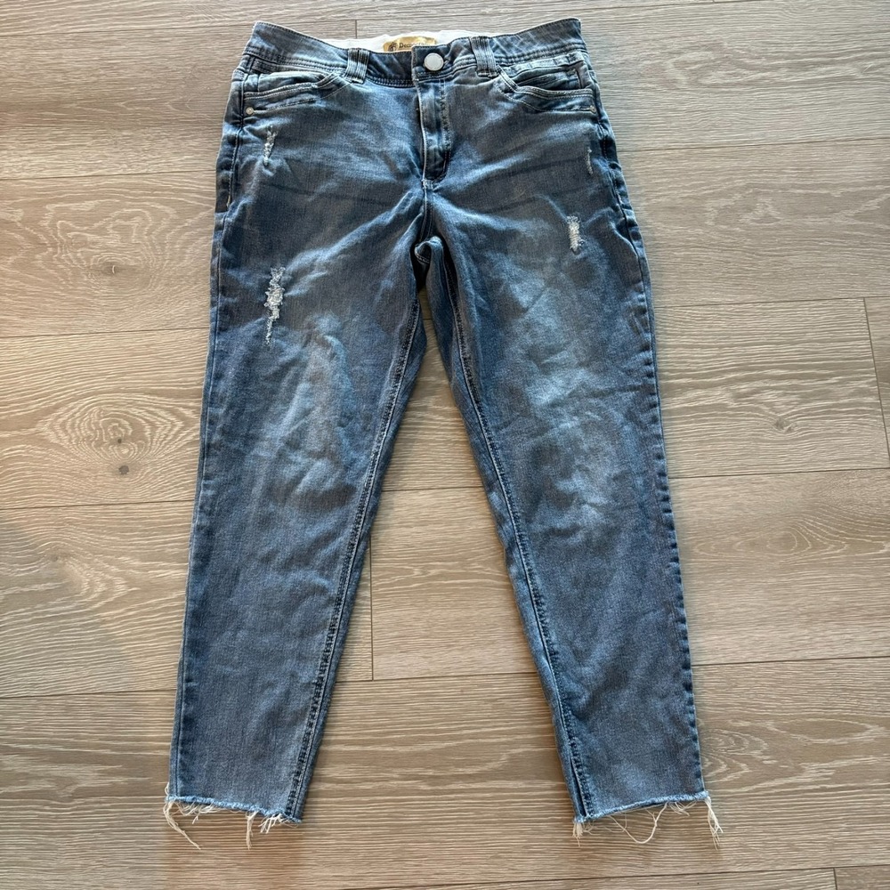 Democracy Womens Blue Distressed Denim Stretch Ab Technology Jeans Sz 12